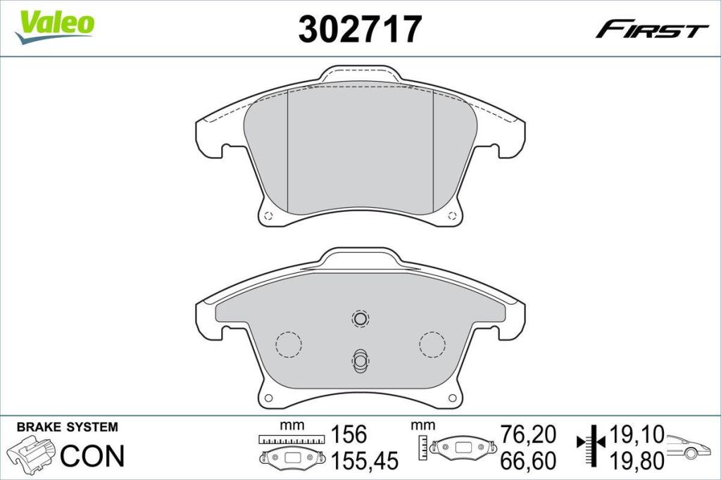 Jeu de 4 plaquettes de frein VALEO ref. 302717